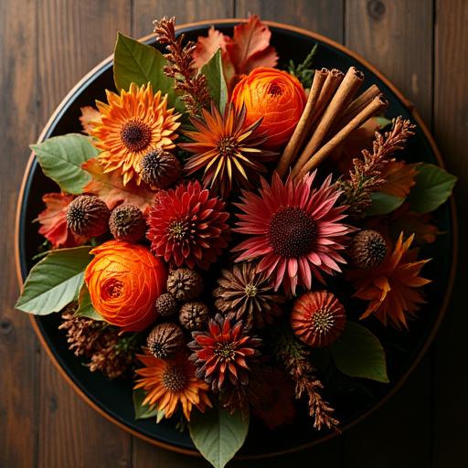 Composizione floreale con spezie